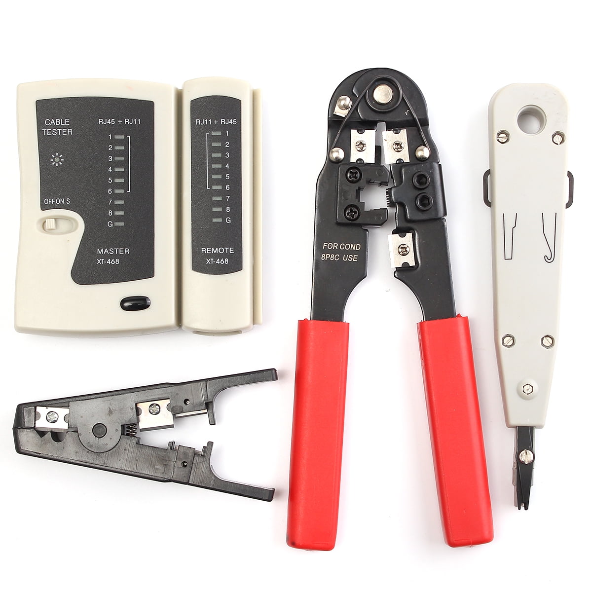 all in one cutter TM Stanz striper for cat5 RJ11 crimping tool RJ45 and RJ12 network ratcheting wire crimper cat6 coaxial cables