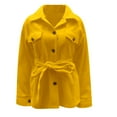 thumbnail image 7 of Womens Trench Coats Lapel Button Down Peacoat with Belted Woolen Jackets Yellow L, 7 of 7