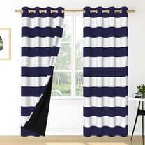 Nanqianyi Navy Blue Striped Blackout Curtains, Room Darkening Thermal Insulated with Grommet Window Drapes for Bedroom 2 Panels Per Set 52"x63"