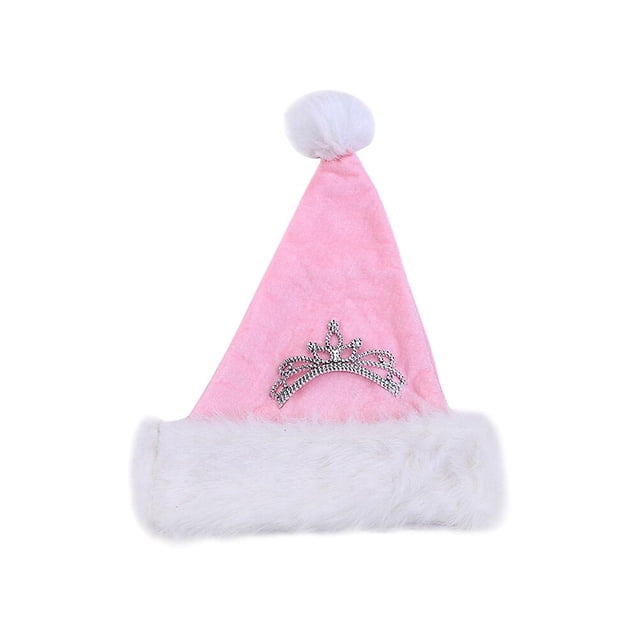 Gorro de peluche rosa para Navidad, decoración de corona, gorro de Papá Noel, tocado de Navidad, recuerdo de fiesta, accesorio fotográfico para niños y adultos
