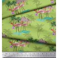 thumbnail image 3 of Soimoi Green Viscose Chiffon Fabric Palm Tree, & Flamingo Bird Fabric Prints By Yard 42 Inch Wide, 3 of 3