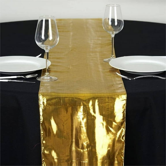Efavormart Shiny Metallic Foil Gold Laminated Fabric Runner For Weddings Party Banquets Decor Fit Rectangle and Round Table