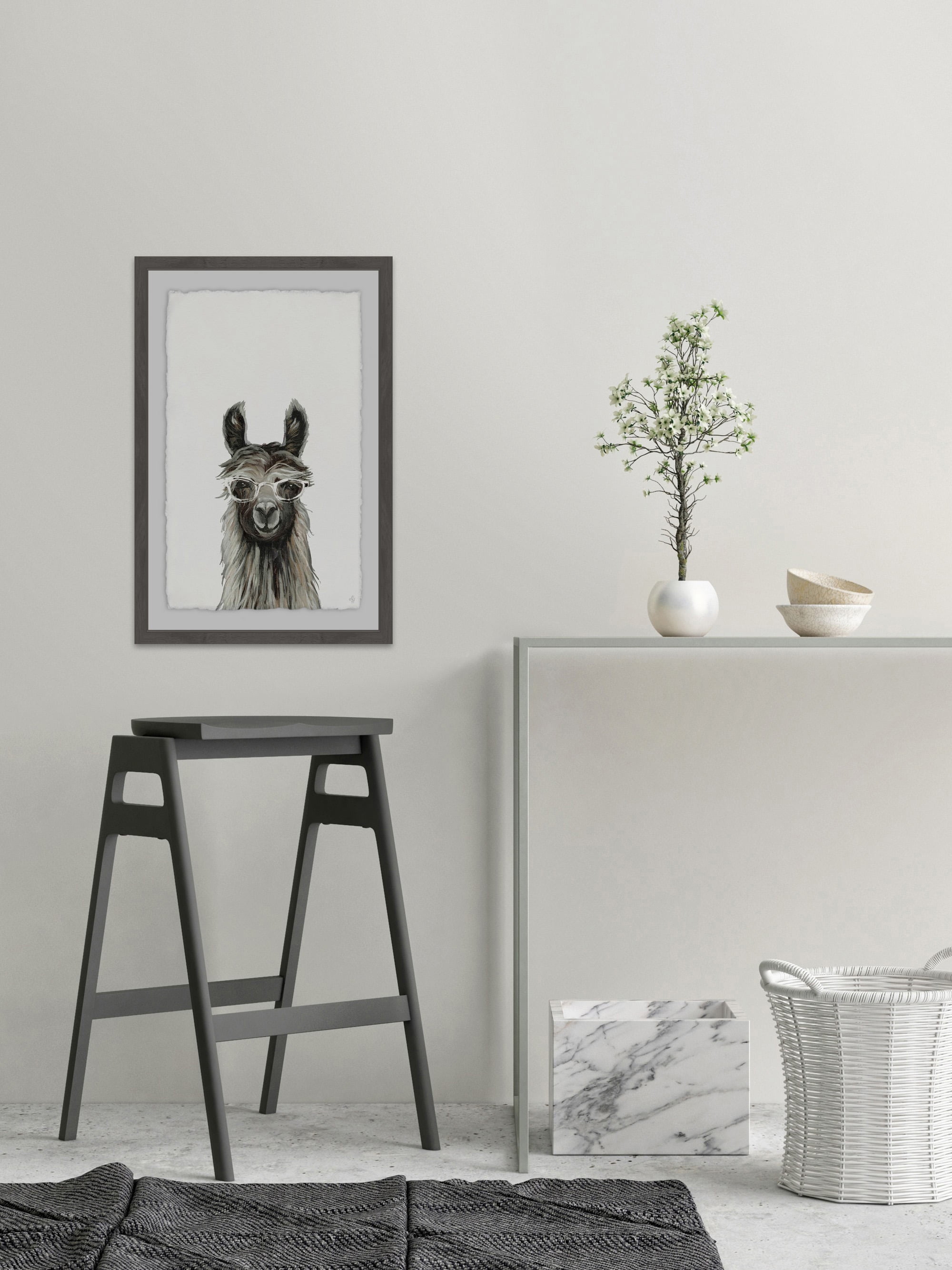 Happy Llama Framed Painting Print