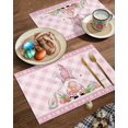 thumbnail image 2 of Easter Placemats Set of 4, Bunny Ears Gnomes Placemat for Dining Table Decorations, Easter Eggs Pink Check Plaid Place Mats, Spring Table Mats for Kitchen Dinner Seasonal Holiday Party Decor, 2 of 6