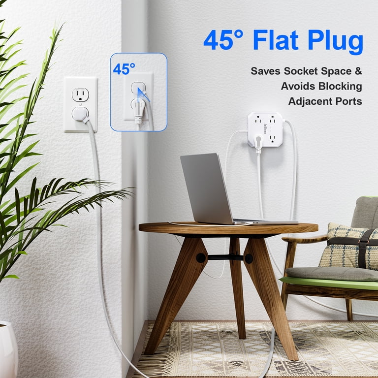 12-in-1 Power Strip with 8 Outlets, 4 USB Ports, 5ft Cord, White photo 4