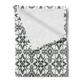 thumbnail image 2 of Black and White Soft Flannel Fleece Blanket, Portuguese Azulejo Tiles Pattern with Monochrome Flowers European Design, Cozy Plush for Indoor and Outdoor Use, 50" x 70", Black White, by Ambesonne, 2 of 5