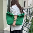 thumbnail image 5 of Bolsos de playa informales para mujer, bolsos y carteras de diseño de lujo, novedad de 2023, bolso de hombro grande con decoración hueca de papiro, 5 of 5