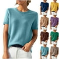 thumbnail image 3 of Diufon Trendy Sweaters for Women Casual Short Sleeve Crewneck Pullover Tops Knitted Warm Shirts Blouse, 3 of 7