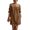 thumbnail image 3 of Summer Casual Dresses for Womens 2026 Fashion Plus Size Cold-Shoulder V-Neck Short Sleeve Solid Color Casual Maxi Dress, 3 of 9