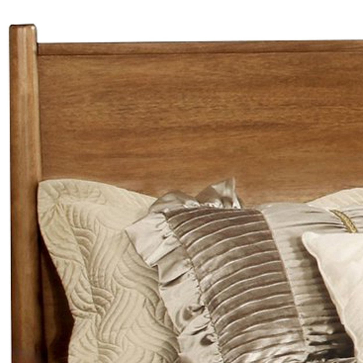 Wooden Eastern King Size Bed with Panel Headboard Oak Brown - Saltoro Sherpi
