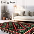 thumbnail image 2 of ODIKA 3'x5' Machine Washable Non-Slip Area Rug, Classic Plaid with Pinecone and Berry Embellishments Christmas Carpets High Traffic Rug with Pad, Black, 625494, 2 of 8