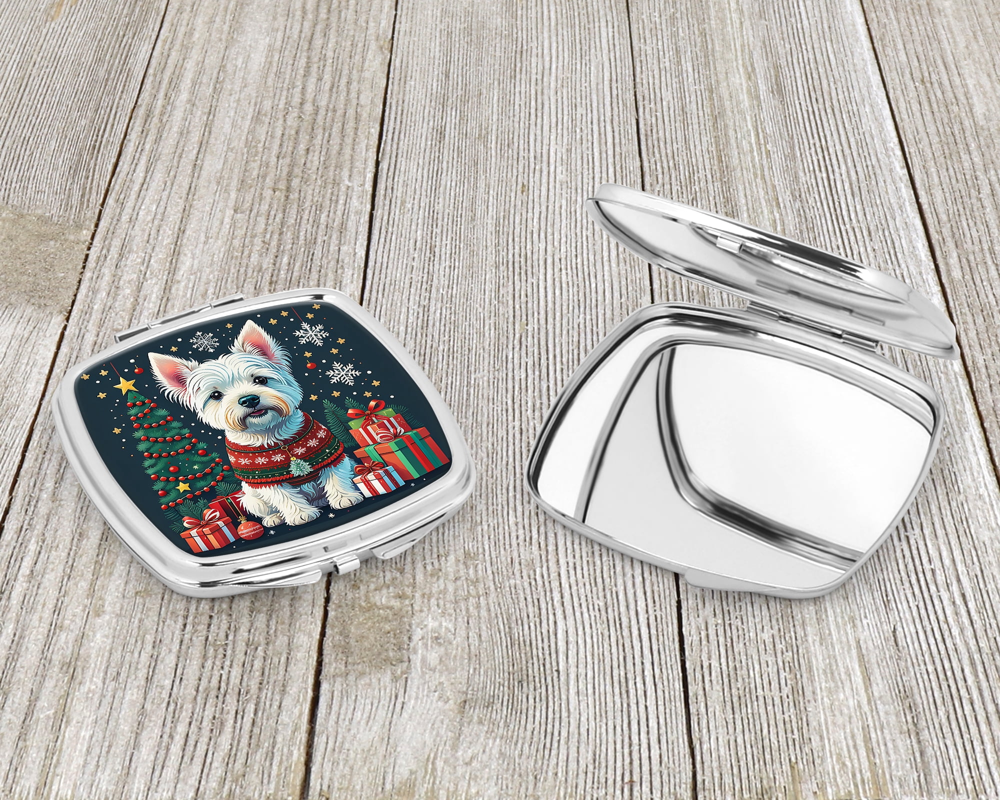 Westie Christmas Compact Mirror 2.75 in x 3 in