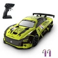 thumbnail image 1 of 1:20 Scale 2.4GHz RC Drift Car with Brushed Motor, 3.7V 500mAh Dual Batteries, 40M Control Range, Colorful Light Effects - Yellow Version Includes Remote, Charging Cable, 4 Replaceable Tires,, 1 of 6