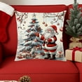 thumbnail image 4 of 18x18 Inch Christmas Throw Pillow Cover with Santa Claus & Blue Bird, Red Green Holiday Decor for Sofa Couch Bed, Festive Winter Scene Pillowcase C, 4 of 6