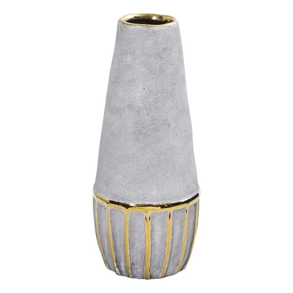 Nearly Natural 10" Traditional Regal Stone Decorative Vase with Gold Accents