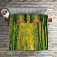 thumbnail image 2 of Ambesonne Fall Quilted Coverlet 3 Pcs, Warm Autumn Dramatic Road, Queen Size, Green, 2 of 2