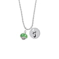 thumbnail image 2 of Delight Jewelry Silvertone Lime Green with Crystals Spinner Silvertone Script Initial Disc - T - Charm Necklace, 20"+3", 2 of 4