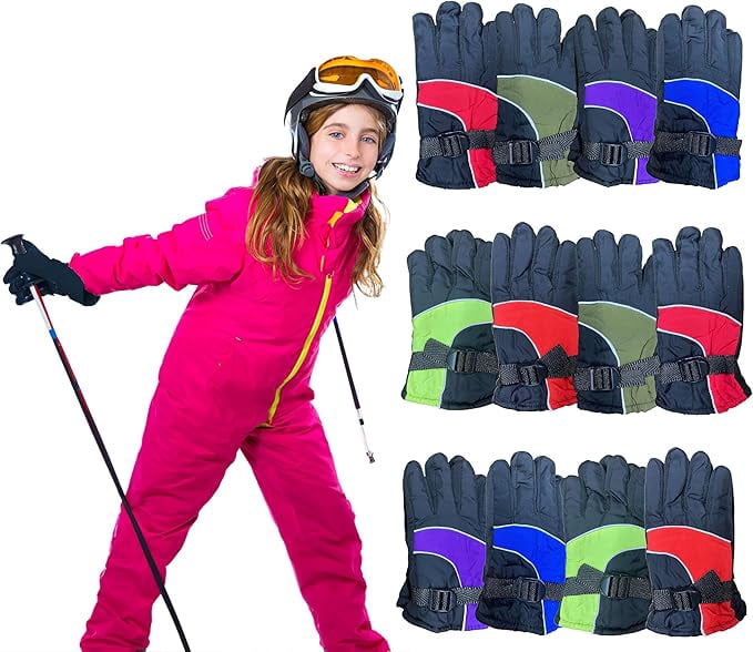Yacht & Smith Kids Ski Glove, Fleece Lined Water Resistant Bulk Kids Winter Gloves Bulk