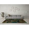 thumbnail image 3 of Ahgly Company Indoor Rectangle Oriental Turquoise Blue Modern Area Rugs, 7' x 9', 3 of 4