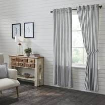 VHC Brands, Sawyer Mill Ticking Stripe Panel, Black, 84x40, Set of 2