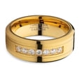 thumbnail image 2 of Man's Wedding Ring,Yellow Gold Tungsten Ring,Engagement Ring,CZ Wedding Ring,Tungsten Carbide Ring, 2 of 4