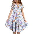 thumbnail image 2 of Yourumao Tiered Midi Dress Girl 4-15 Years Floral Cap Sleeve Summer Dress A-Line Swing Round Neck Cute Dresses Garden Party Clothes, 2 of 5