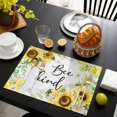 thumbnail image 3 of Sunflower Floral Placemats Set of 6, Farmhouse Pastoral Daisy Bees Botanical Placemats for Dining Table, Place Mats for Kitchen Tabletop, Waterproof Wipeable Dining Table Mats Set, 3 of 9