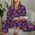thumbnail image 4 of Goofa Rose Flowers Printed Women’s 2 Piece Pajama Set Super,Pajamas Women's Long Sleeve Sleepwear Soft Button Down Loungewear Pjs Lounge Set Nightwear-Large, 4 of 9