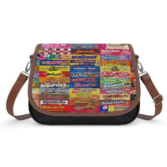 Candy Wrappers Vintage Crossbody Bag for Women Medium Leather Hobo Bags Shoulder Bag Classic City Leather Satchels