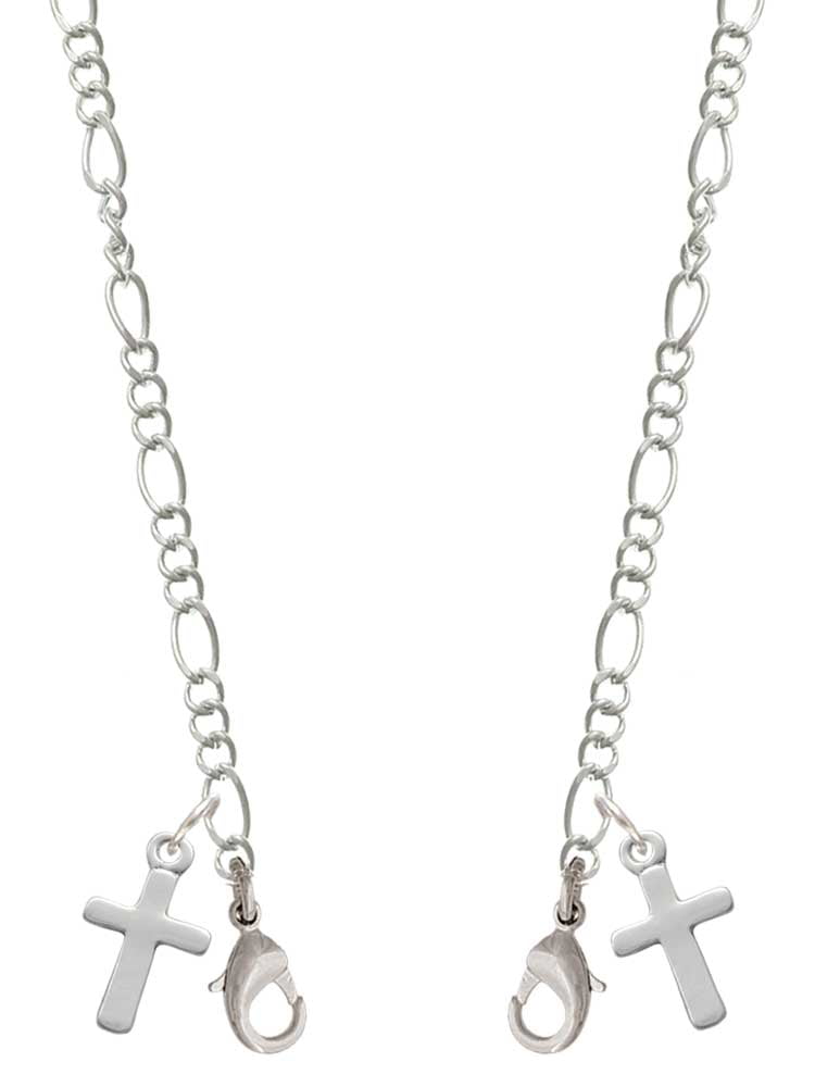 Silvertone Simple Plain Small Cross Silvertone Face Mask Necklace