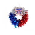 thumbnail image 2 of erdimoy 11" Patriotic Tinsel Wreath, Red White Blue Star Wreath with Bow for 4th of July Front Door Decor, 2 of 6