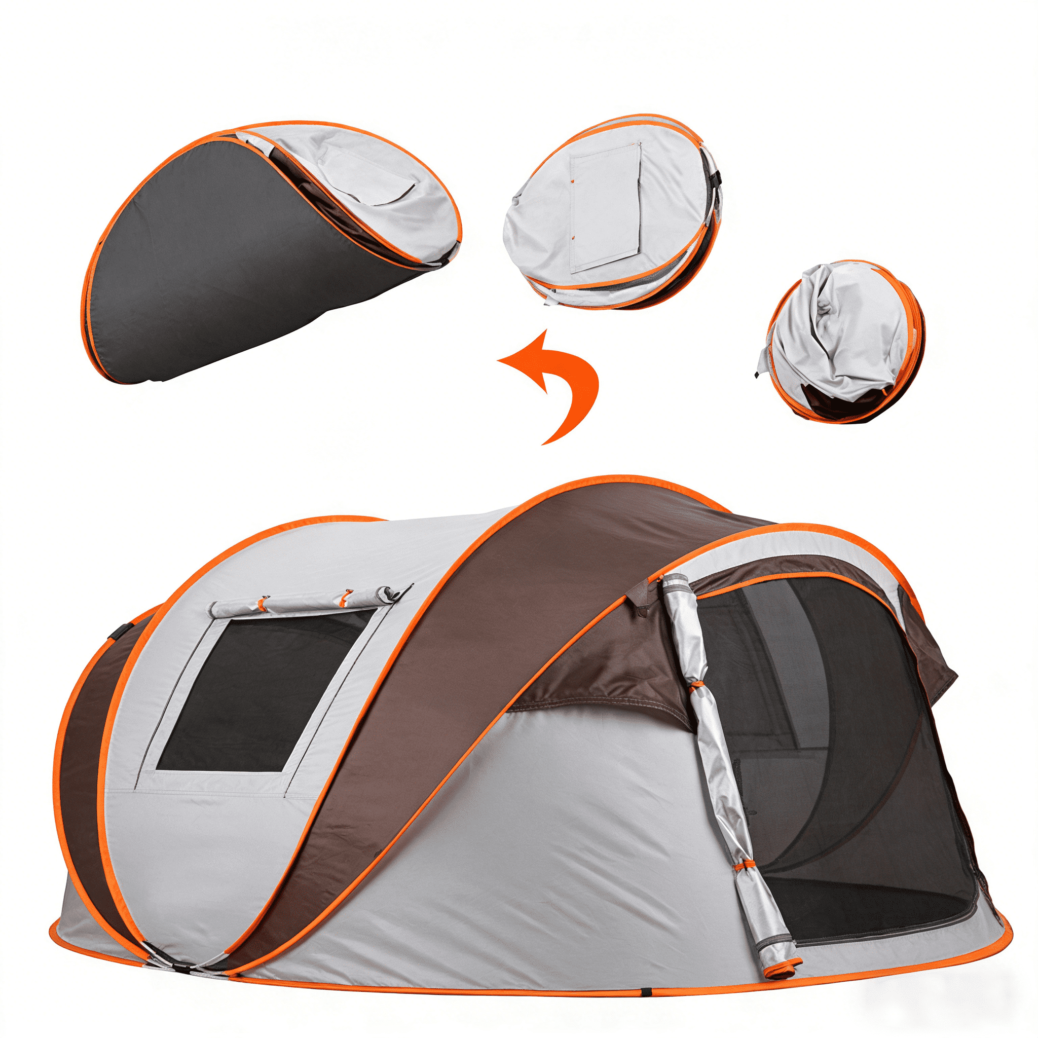 Mapskey 3-4 Person Camp Tent, Auto Setup Pop Up,Waterproof Lightweight with Mesh Doors & Windows