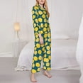 thumbnail image 3 of Goofa Lemon Printed Women’s 2 Piece Pajama Set Super,Pajamas Women's Long Sleeve Sleepwear Soft Button Down Loungewear Pjs Lounge Set Nightwear-Small, 3 of 9