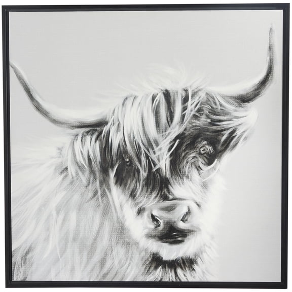 37" x 37" Shaded Bull Framed Wall Art with Black Frame, by DecMode