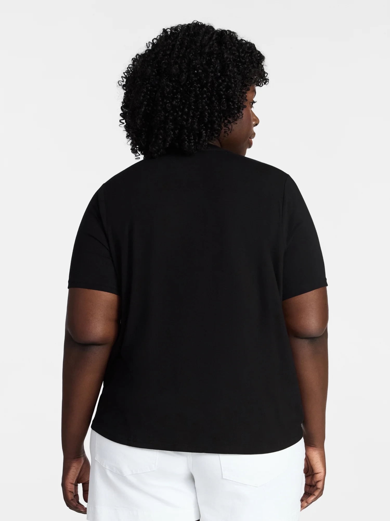 Terra & Sky Women's Plus Size V-Neck Tee with Short Sleeves, Size 0X-5X