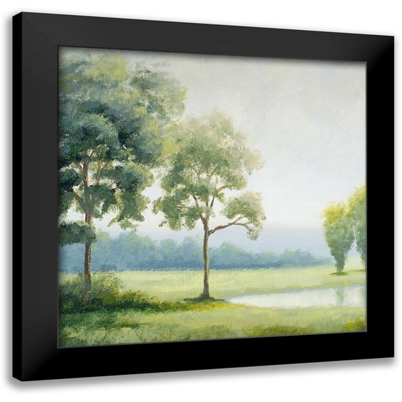 Marcon, Michael 12x12 Black Modern Framed Museum Art Print Titled - Green Land Square I