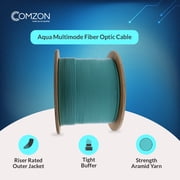 Comzon 500ft Armored 6 Strand OM3 Fiber Optic Cable, 10Gbit, Aqua, Riser-rated, Corning ClearCurve