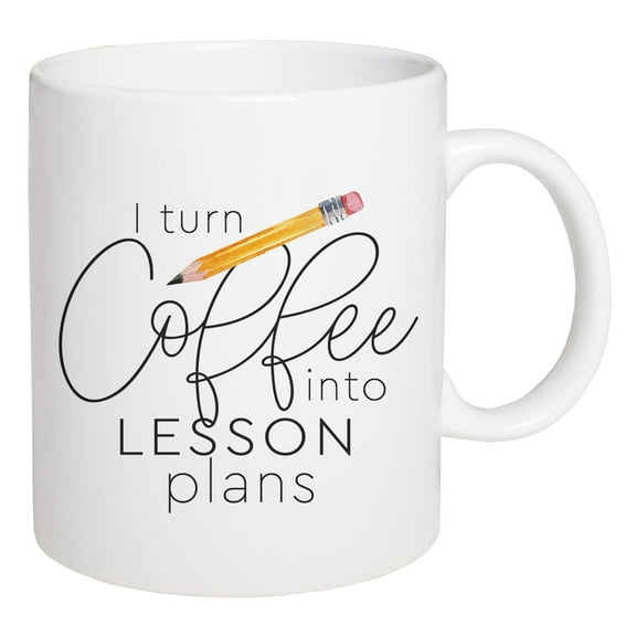 Coffee Into Lesson Plans Teacher Classic White 15 ounce Porcelain Ceramic Mug