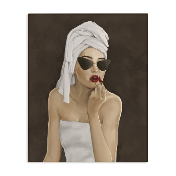 Stupell Industries Contemporary Fashion Designer Model Makeup Red Brown Canvas Art, 16 x 20, by Ziwei Li