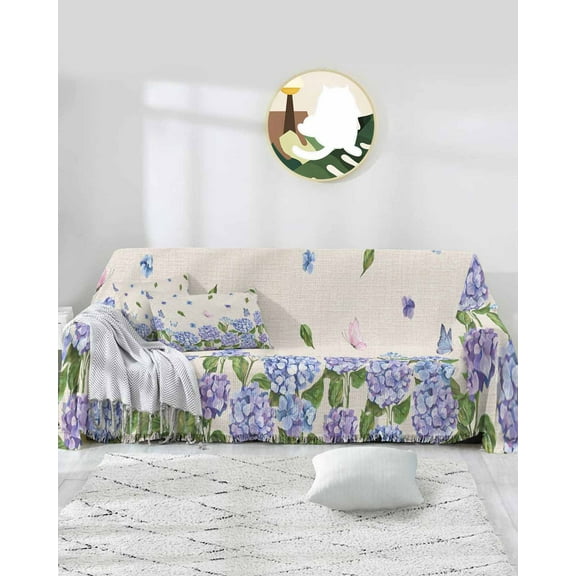 Country Floral Sofa Covers for 3 Cushion Couch,Washable Sectional & L Shape Couch Covers for Dog/Cat/Kid,Botanical Spring Summer Pastoral Leaves Non Slip Sofa Slipcover Tassel Futon Cover 71x150