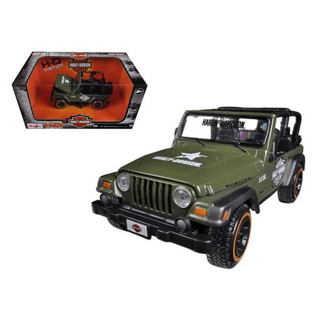 Jeep Wrangler Rubicon Harley Davidson Vert Modèle Moulé sous Pression 1-27