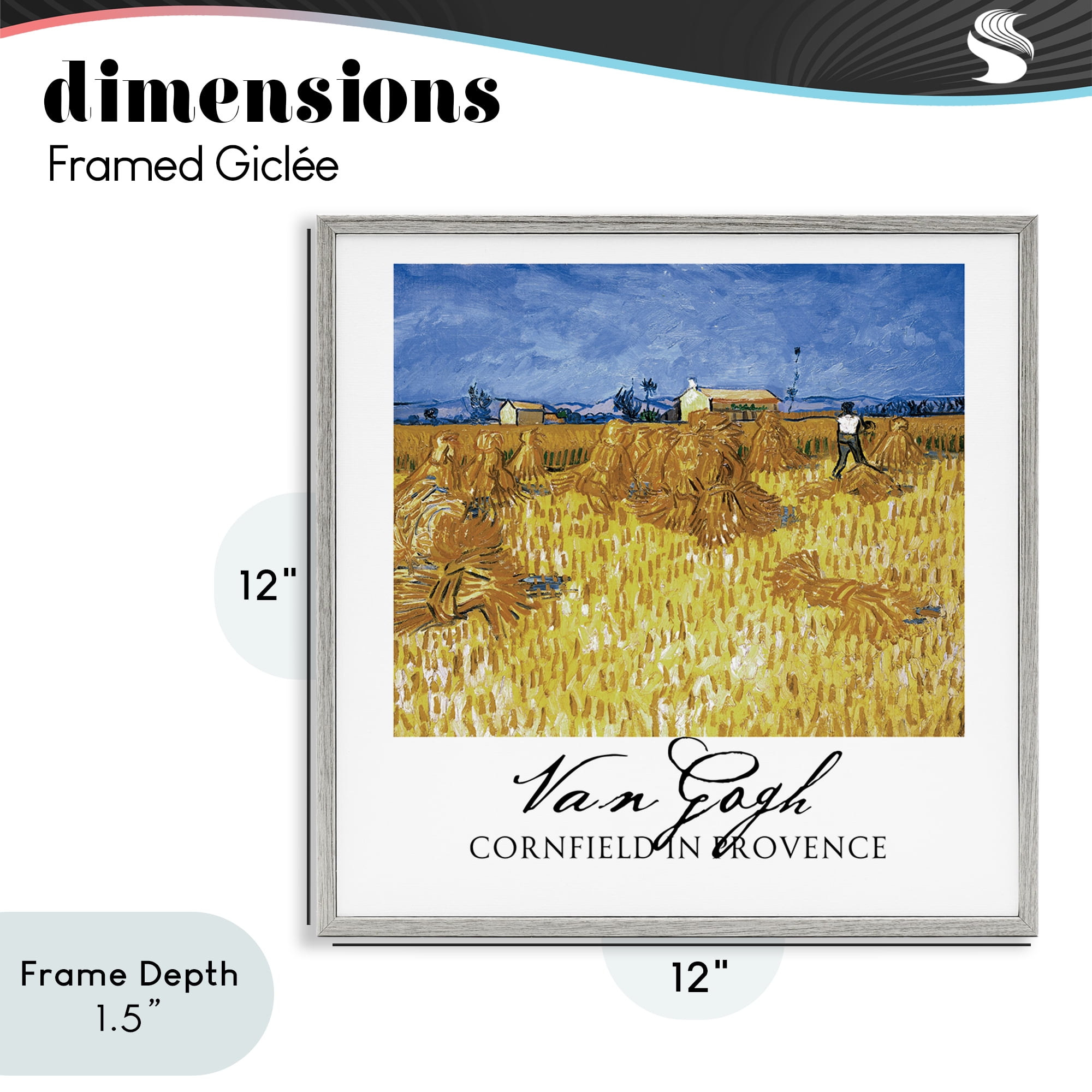 Stupell Industries Van Gogh Cornfield Provence Gray Framed Giclee Art, design by Vintage Hustle