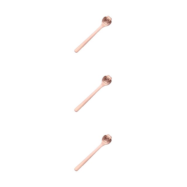 Youkk Exquisite Tea Spoon For Tea Lovers For Home And Restaurant Teaware Essential For Tea Drinking Stainless Steel Spoon cat paw rose gold 1 3Set