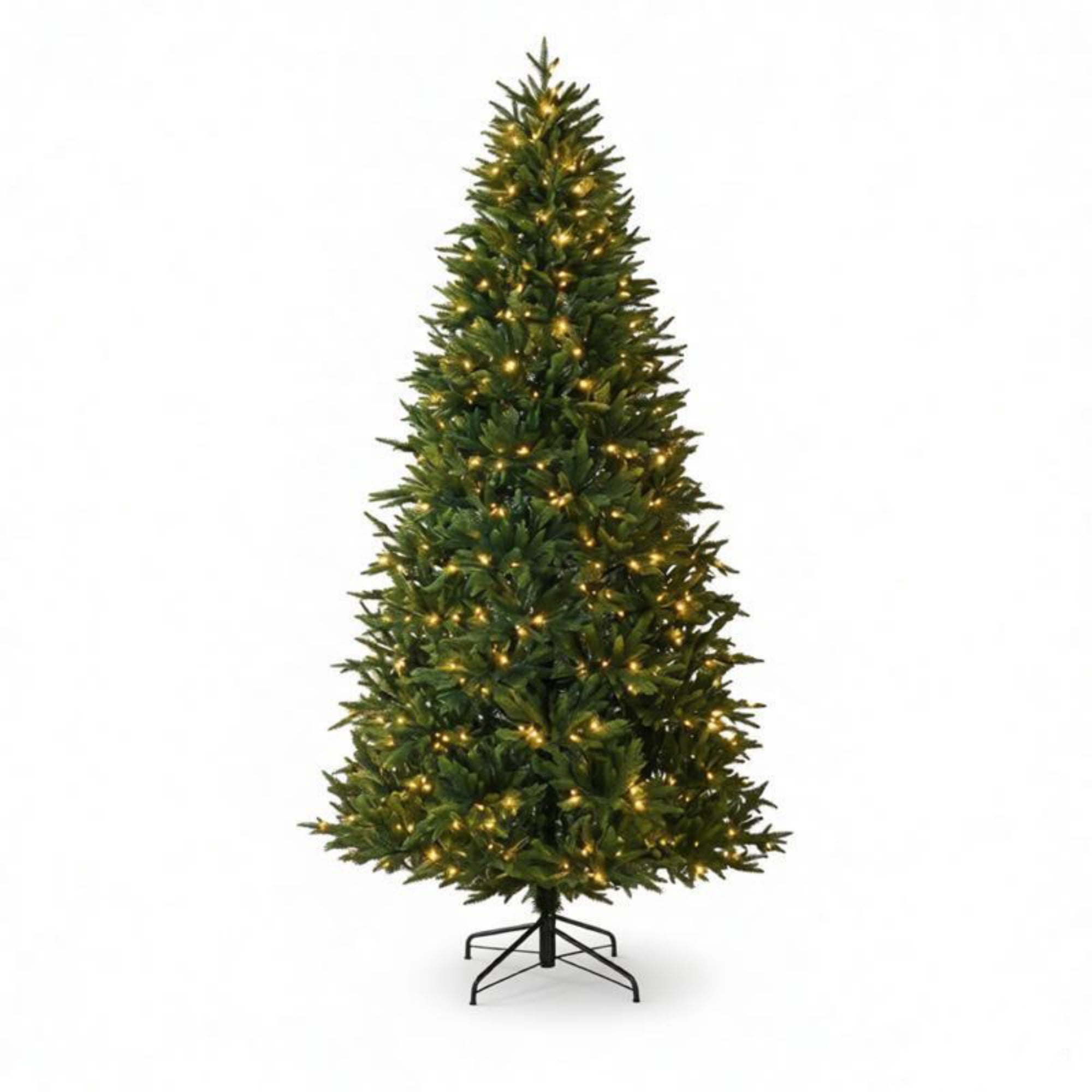 6 ft Pre-Lit Christmas Tree with 320 LED Lights, 11 Lighting Modes, Remote Control, 732 PE Tips, Hinged Assembly, Metal Stand