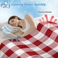 thumbnail image 3 of Farmhouse Buffalo Plaid Cooling Blanket, Lightweight Breathable Summer Throw Blanket with Double Sided Cold Effect, Red White Checkered Picnic Beach Blankets Bed Sheet for Hot Sleepers 60"x80", 3 of 8