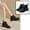 Black, variant on Bnwani Boots Women Zipper Flat Wedge High Leather Western Boot Black Size 4.5