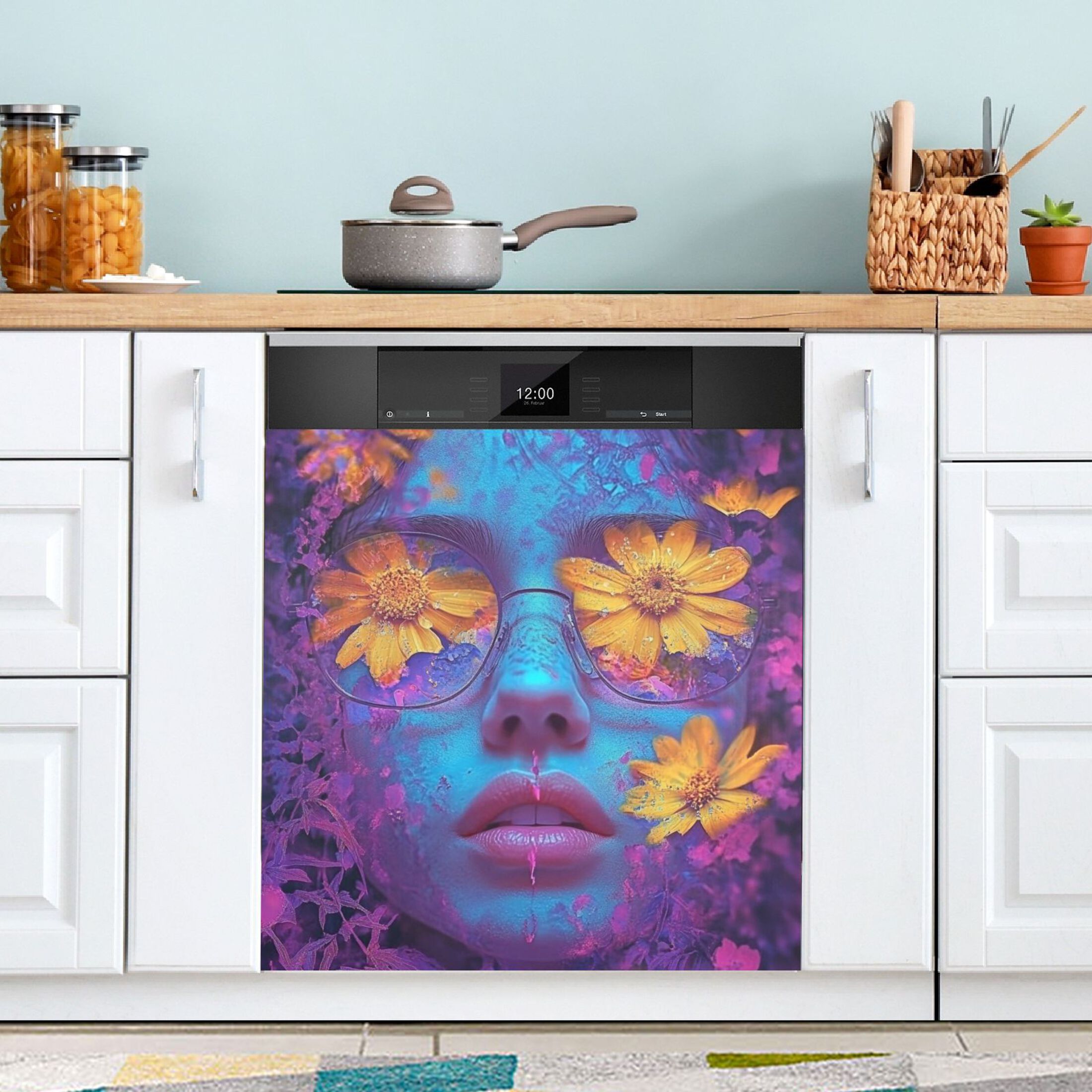 Dishwasher Magnetic Sticker 23x26 Inch Refrigerator Magnetic Sticker Washing Machine Magnetic Sticker Kitchen Panel Magnetic Sticker Home Decor Beautiful Blue Beauty