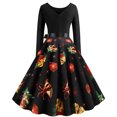 thumbnail image 4 of Moda mujer otoño Navidad cuello redondo estampado suelto cómodo vestido de manga larga Fridja nbo2017, 4 of 6