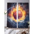 thumbnail image 3 of Sheer Curtains 96 Inches Long 2 Panels, Ice Fire Basketball Sport Rod Pocket Curtain Voile Draperies, Lightning Water Ripple Abstract Art Light Filtering Window Treatment for Living Room, 3 of 8