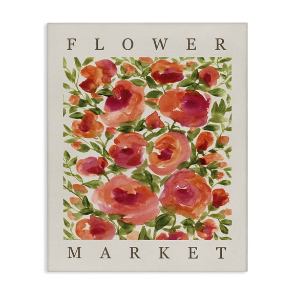 Stupell Industries Flower Market Coral Blooms Floral Painting Wrapped Canvas Canvas Art Print Wall Art, 16 x 20